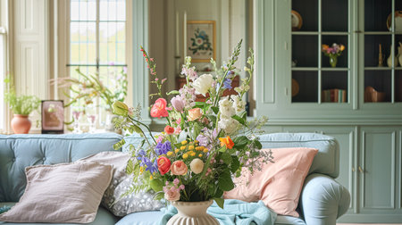 Beautiful bouquet of flowers in a vase. Floral arrangementの素材