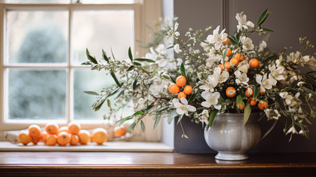 Beautiful bouquet of flowers in a vase. Floral arrangementの素材