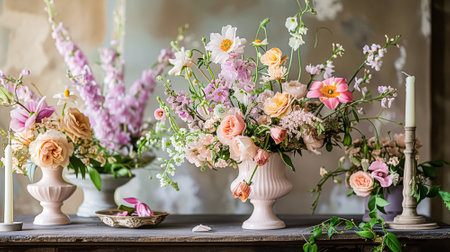 Beautiful bouquet of flowers in a vase. Floral arrangementの素材