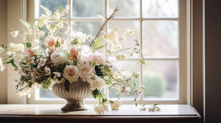 Beautiful bouquet of flowers in a vase. Floral arrangementの素材
