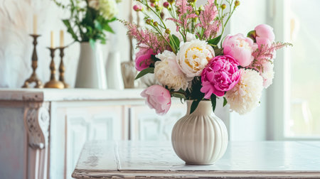 Beautiful bouquet of flowers in a vase. Floral arrangementの素材