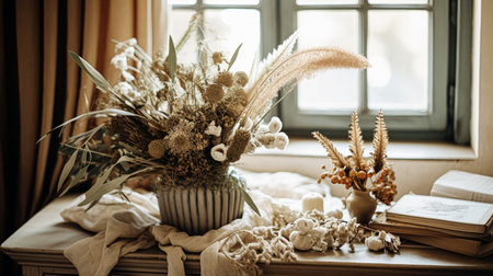 Beautiful bouquet of flowers in a vase. Floral arrangementの素材