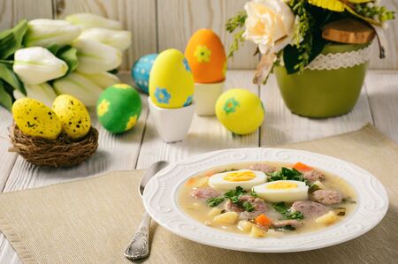 Traditional polish easter soup - zurek.の写真素材