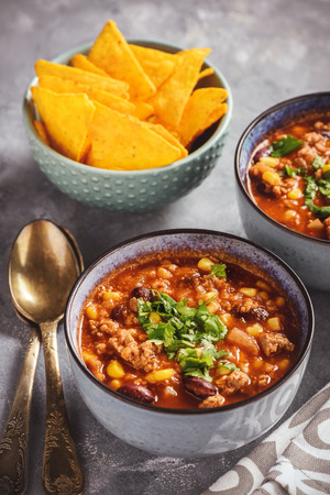 Chili con carne, traditional mexican food.の写真素材