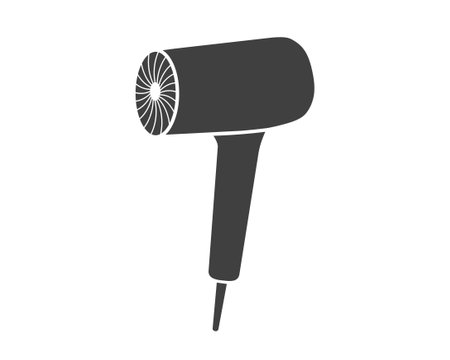 Hair dryer Line Icon vector fashion hair dryer of hairdresser to blow-dry and electric hair-dryer blower illustration. Barber styling appliance. Silhouette hair dryer black color.のイラスト素材