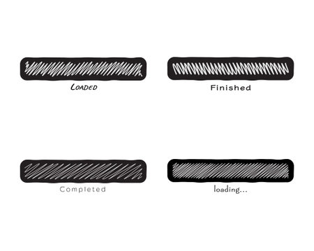 Collection Loading bar status icon. Vector illustration. Set of vector loaded icons. Download...