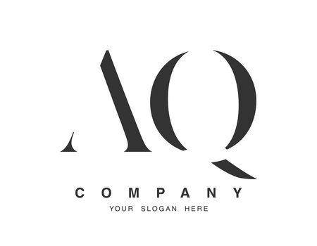 AQ logo design. Initial letter a and q serif font style. Creative classic company name typography. Trendy logotype or identity. Vector illustration.のイラスト素材