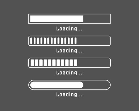 Collection Loading bar status icon. Vector illustration. Set of vector loaded icons. Download...