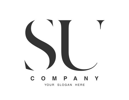 SU logo design. Initial letter s and u serif font style. Creative classic company name typography. Trendy logotype or identity. Vector illustration.のイラスト素材