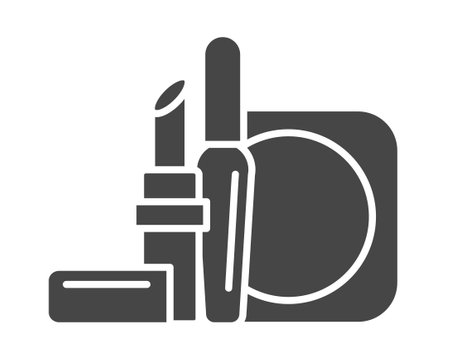 Makeup and cosmetics. Vector set of beauty graphic black icons including lipstick, mascara, powder.のイラスト素材