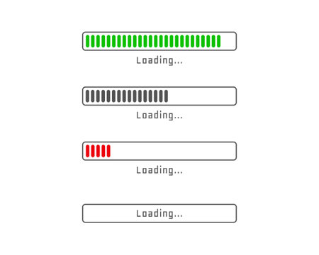 Collection Loading bar status icon. Vector illustration. Set of vector loaded icons. Download...