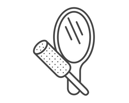 Linear vector icons of beauty in the form of mirrors and combs for hairdressing and beauty salonsのイラスト素材