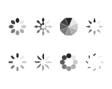 Collection Loading bar status icon. Vector illustration. Set of vector loaded icons. Download...