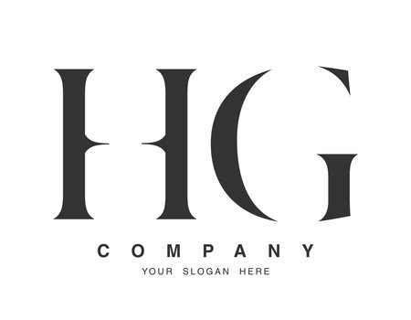 HG logo design. Initial letter h and g serif font style. Creative classic company name typography. Trendy logotype or identity. Vector illustration.のイラスト素材