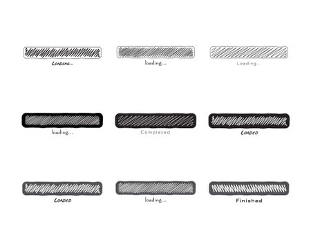 Collection Loading bar status icon. Vector illustration. Set of vector loaded icons. Download...