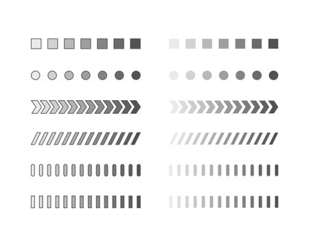 Collection Loading bar status icon. Vector illustration. Set of vector loaded icons. Download...