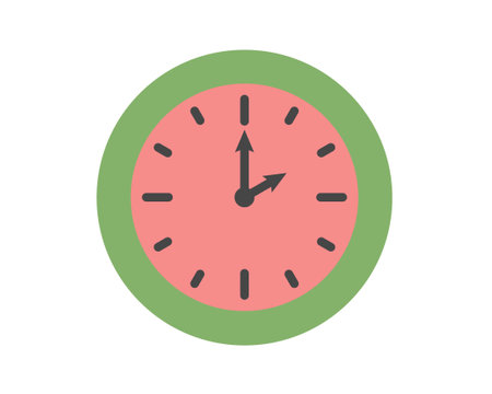 Summer clock icon design with watermelon. Fruit icons time, timer, alarm, stopwatch. Vector...