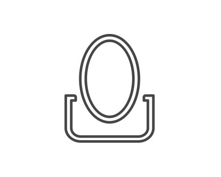 Makeup and cosmetics. Linear vector graphic beauty icons in the form of a face mirror.のイラスト素材