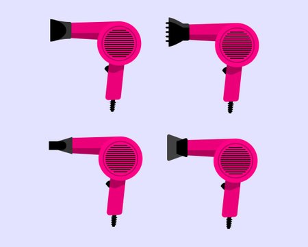 Hair dryer Line Icon fashion hair dryer of hair dresser to blow-dry and electric hair-dryer blower. Barber styling appliance. Vector cartoon illustrationのイラスト素材