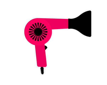 Hair dryer Line Icon fashion hair dryer of hair dresser to blow-dry and electric hair-dryer blower. Barber styling appliance. Vector cartoon illustrationのイラスト素材