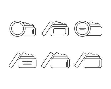 Collection vector icons of beauty, cosmetics and care. Bottle, jar, shower gel, face cream, body lotion, spray, ointment, paste.のイラスト素材