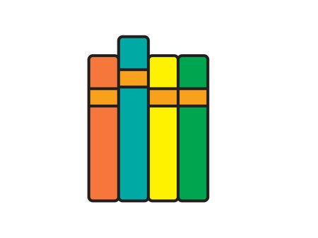 Linear style pictogram depicting a book, outlined for clarity, suitable as a study symbol. This simple illustration is crafted for web design, with an additional vector representing an open publication, ideal for mobile and UI applicationsのイラスト素材
