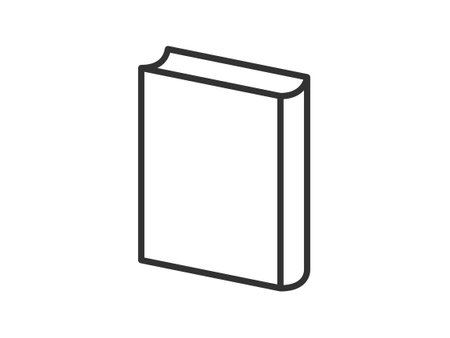 Linear style pictogram depicting a book, outlined for clarity, suitable as a study symbol. This simple illustration is crafted for web design, with an additional vector representing an open publication, ideal for mobile and UI applicationsのイラスト素材
