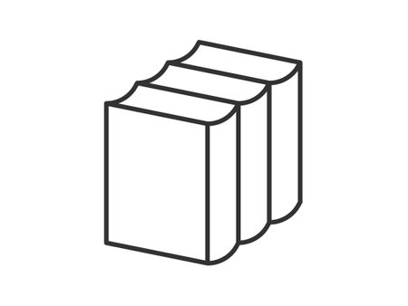 Linear style pictogram depicting a book, outlined for clarity, suitable as a study symbol. This simple illustration is crafted for web design, with an additional vector representing an open publication, ideal for mobile and UI applicationsのイラスト素材