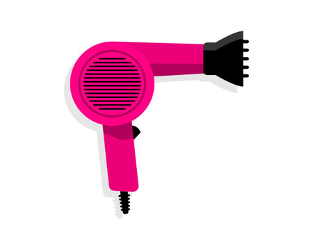 Hair dryer Line Icon fashion hair dryer of hair dresser to blow-dry and electric hair-dryer blower. Barber styling appliance. Vector cartoon illustrationのイラスト素材