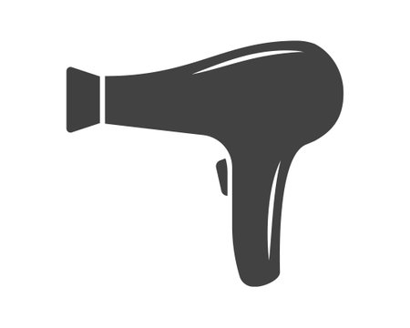 Hair dryer Line Icon vector fashion hair dryer of hairdresser to blow-dry and electric hair-dryer blower illustration. Barber styling appliance. Silhouette hair dryer black color.のイラスト素材