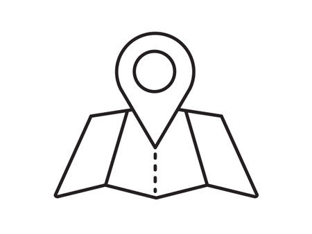 Within a flat-style depiction, a location marker distinguishes itself on an urban map, denoting a precise spot. Contemporary pin illustrate diverse locations, each serving as a unique indicator. These vector symbols remain isolated against a transparent backdrop, facilitating seamless integration into designsのイラスト素材