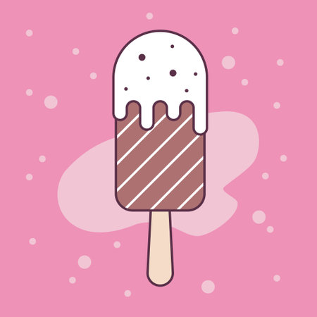 Summer Ice cream in bright cartoon style. Colorful Icecream vector in on pink background. Simple modern design. Flat style vector illustration.のイラスト素材
