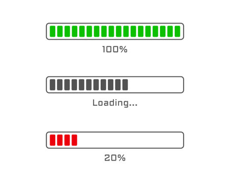 Collection Loading bar status icon. Vector illustration. Set of vector loaded icons. Download...