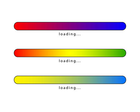 Collection Loading bar status icon. Vector illustration. Set of vector loaded rainbow icons....