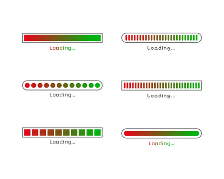 Collection Loading bar status icon. Vector illustration. Set of vector loaded icons. Download...