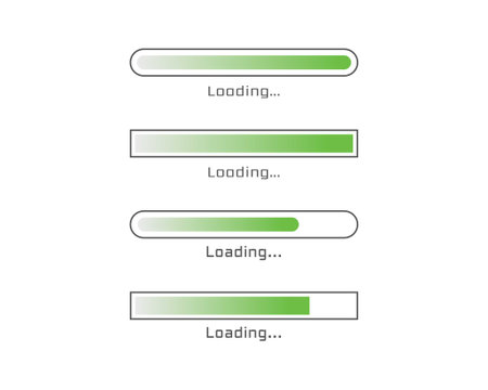 Collection Loading bar status icon. Vector illustration. Set of vector loaded icons. Download...