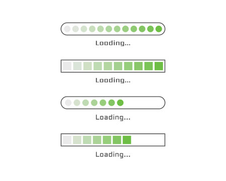 Collection Loading bar status icon. Vector illustration. Set of vector loaded icons. Download...