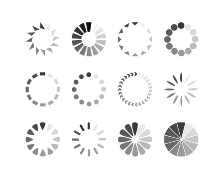 Collection Loading bar status icon. Vector illustration. Set of vector loaded icons. Download...