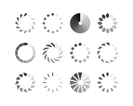 Collection Loading bar status icon. Vector illustration. Set of vector loaded icons. Download...