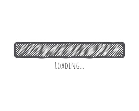 Loading bar status icon. Vector illustration. Vector loaded icons. Download progress. Donload or Upload. Hand-drawn sketch-scribble.のイラスト素材