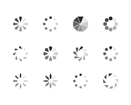 Collection Loading bar status icon. Vector illustration. Set of vector loaded icons. Download...