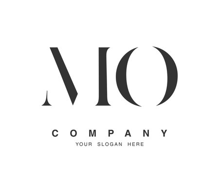 MO logo design. Initial letter m and o serif font style. Creative classic company name typography. Trendy logotype or identity. Vector illustration.のイラスト素材