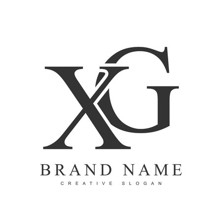 XG trendy logotype template. Initial letter x and g classic font style. Creative logo for company name or identity. Vector illustration.のイラスト素材