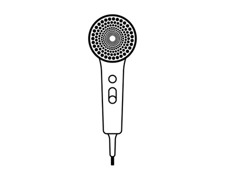 Hair dryer Line Icon vector fashion hair dryer of hair dresser to blow-dry and electric hair-dryer blower illustration. Barber styling appliance.のイラスト素材