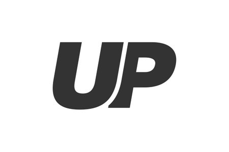 UP Techno Editable Font Logo For Corporate Branding. Bold, Futuristic Design With Unique Typographic Ideas. Minimal Custom Type And Dynamic Letter Variations For Promotion, Printing, And Book Titlesのイラスト素材