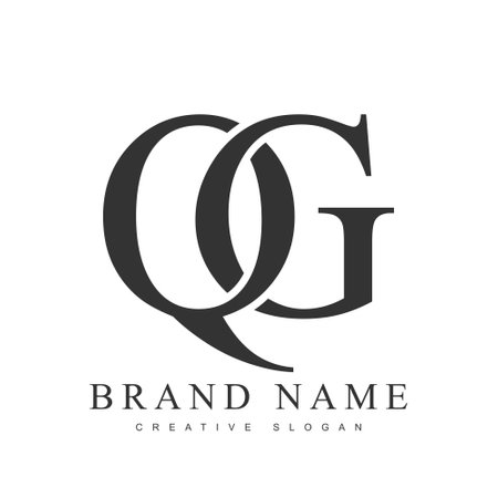 QG trendy logotype template. Initial letter q and g classic font style. Creative logo for company name or identity. Vector illustration.のイラスト素材