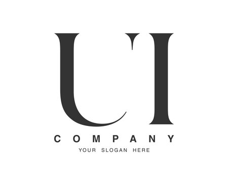 UI logo design. Initial letter u and i serif font style. Creative classic company name typography. Trendy logotype or identity. Vector illustration.のイラスト素材