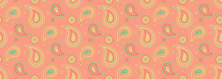 Dress paisley with detailed colors. Trend surface to retro style wear. Embellishment botanical on arabic orient. Hand-drawn intricacy with ink romantic.のイラスト素材