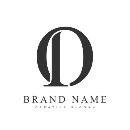 IO trendy logotype template. Initial letter i and o classic font style. Creative logo for company name or identity. Vector illustration.のイラスト素材