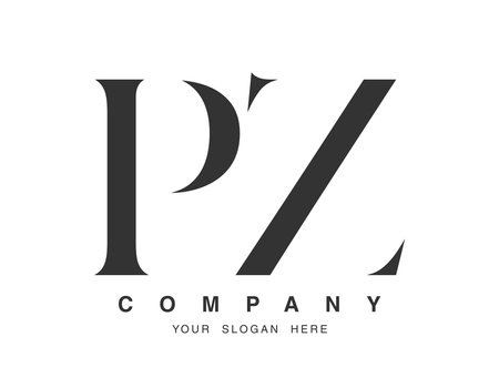 PZ logo design. Initial letter p and z serif font style. Creative classic company name typography. Trendy logotype or identity. Vector illustration.のイラスト素材